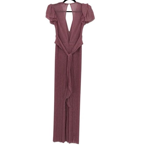 Sabina Musayev Pink Plunge Neck Flutter Sleeves Donni Jumpsuit Size XS - Picture 6 of 7